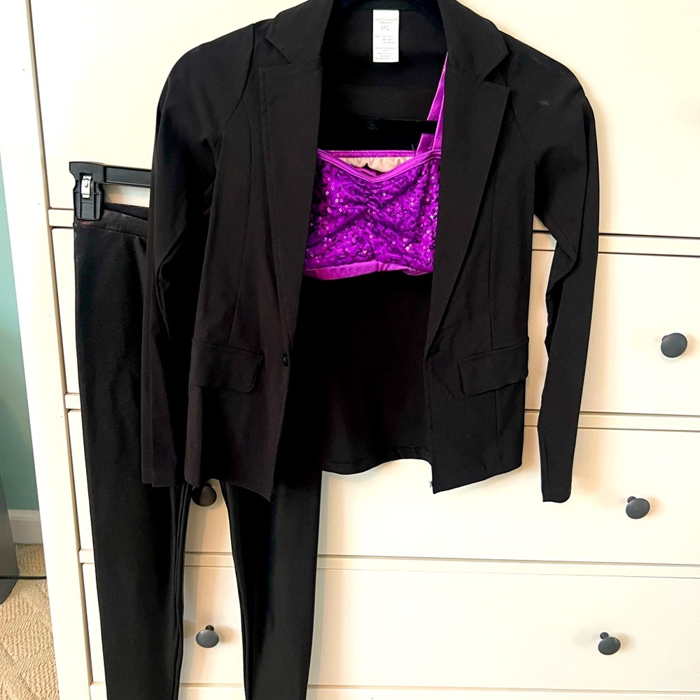 WEISSMAN Tap Costume, Sequin Bra, Jacket, shiney legging.  So cute!  MC